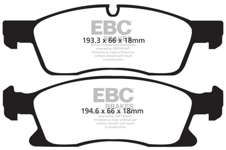 EBC 11+ Dodge Durango 3.6 Greenstuff Front Brake Pads EBC Brake Pads - Performance  AXOPROS