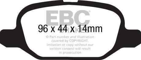 EBC 11+ Fiat 500 1.4 (ATE Calipers) Redstuff Rear Brake Pads EBC Brake Pads - Performance  AXOPROS