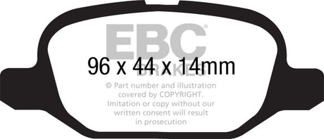 EBC 11+ Fiat 500 1.4 (ATE Calipers) Redstuff Rear Brake Pads EBC Brake Pads - Performance  AXOPROS