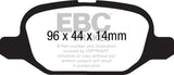 EBC 11+ Fiat 500 1.4 (ATE Calipers) Yellowstuff Rear Brake Pads EBC Brake Pads - Performance  AXOPROS