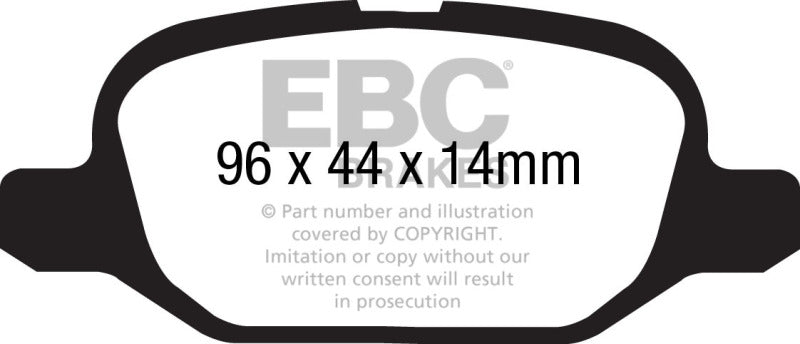EBC 11+ Fiat 500 1.4 (ATE Calipers) Yellowstuff Rear Brake Pads EBC Brake Pads - Performance  AXOPROS