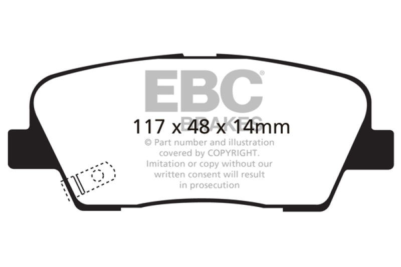 EBC 11+ Hyundai Equus 4.6 Redstuff Rear Brake Pads EBC Brake Pads - Performance  AXOPROS