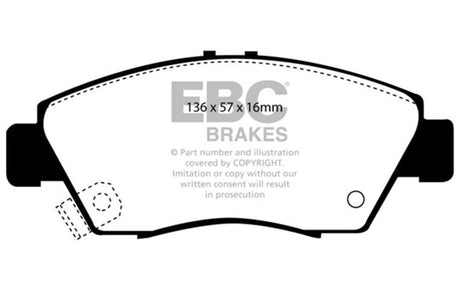 EBC 12 Acura ILX 1.5 Hybrid Ultimax2 Front Brake Pads EBC Brake Pads - OE  AXOPROS
