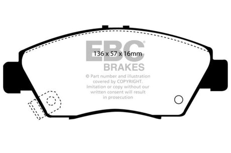 EBC 12 Acura ILX 1.5 Hybrid Ultimax2 Front Brake Pads EBC Brake Pads - OE  AXOPROS