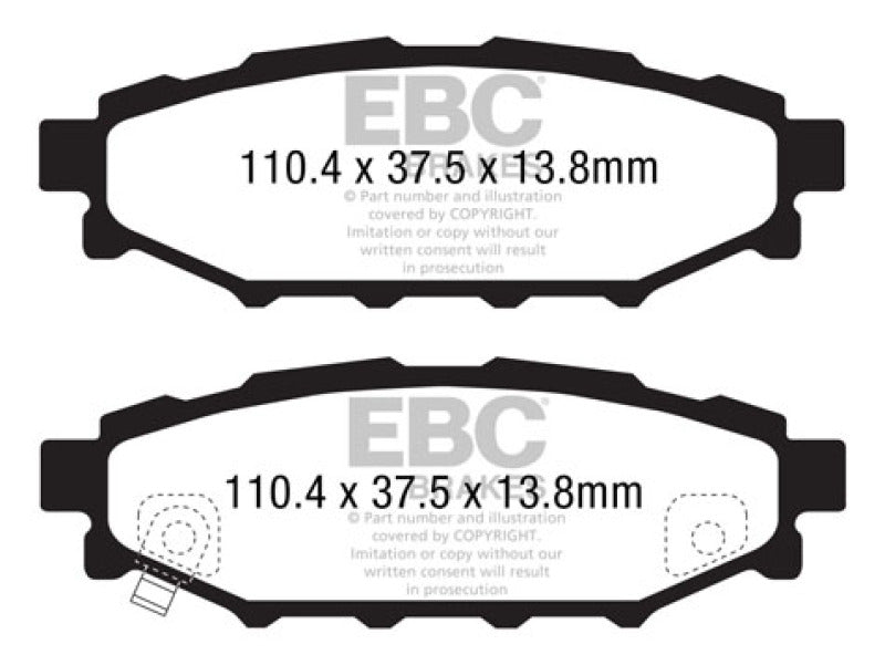 EBC 12+ Subaru BRZ 2.0 (solid rear rotors) Ultimax2 Rear Brake Pads EBC Brake Pads - OE  AXOPROS