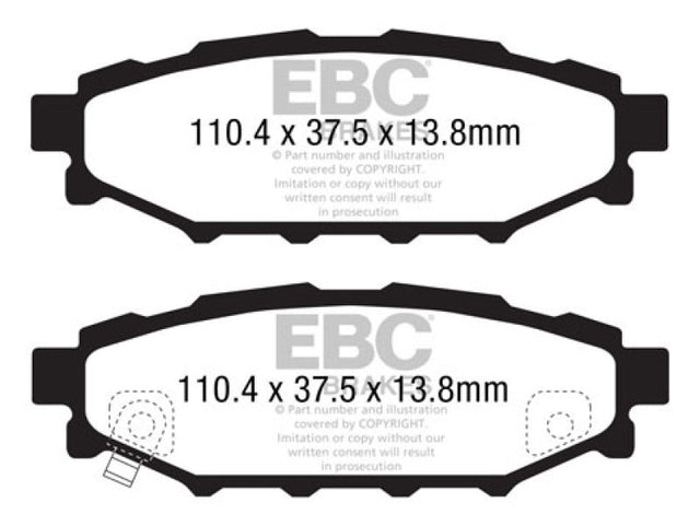 EBC 12+ Subaru BRZ 2.0 (solid rear rotors) Ultimax2 Rear Brake Pads EBC Brake Pads - OE  AXOPROS