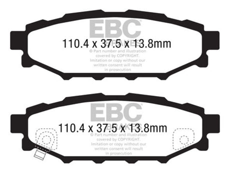 EBC 12+ Subaru BRZ 2.0 (solid rear rotors) Yellowstuff Rear Brake Pads EBC Brake Pads - Performance  AXOPROS