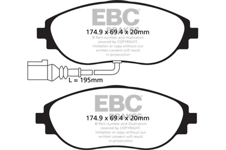 EBC 12+ Volkswagen CC 3.6 Greenstuff Front Brake Pads EBC Brake Pads - Performance  AXOPROS