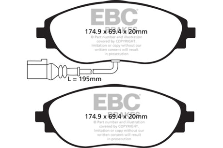 EBC 12+ Volkswagen CC 3.6 Greenstuff Front Brake Pads EBC Brake Pads - Performance  AXOPROS