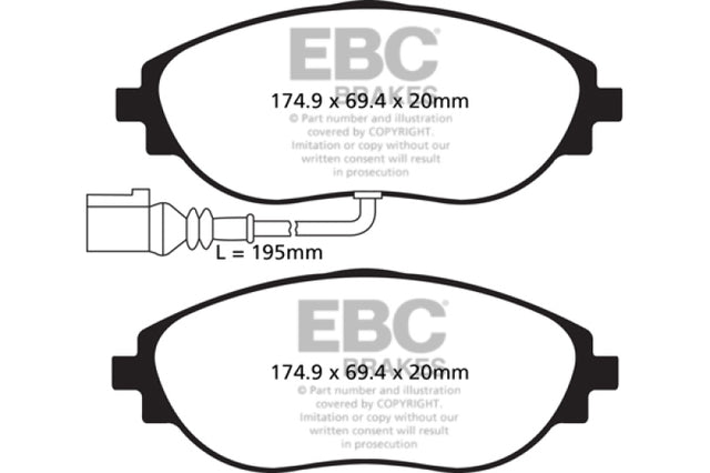 EBC 12+ Volkswagen CC 3.6 Greenstuff Front Brake Pads EBC Brake Pads - Performance  AXOPROS