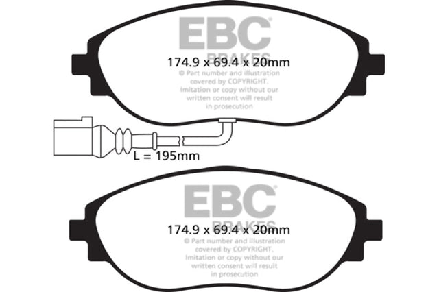 EBC 12+ Volkswagen CC 3.6 Ultimax2 Front Brake Pads EBC Brake Pads - OE  AXOPROS