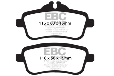 EBC 13-16 Mercedes-Benz GL350 3.0 TD Greenstuff Rear Brake Pads EBC Brake Pads - Performance  AXOPROS