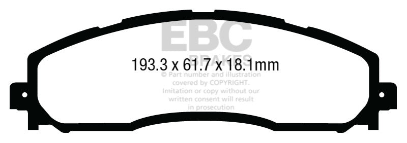 EBC 13+ Ford F250 (inc Super Duty) 6.2 (2WD) Greenstuff Rear Brake Pads EBC Brake Pads - Performance  AXOPROS