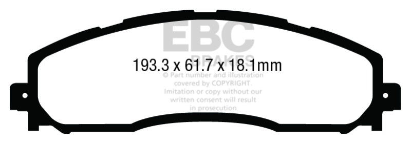 EBC 13+ Ford F250 (inc Super Duty) 6.2 (2WD) Greenstuff Rear Brake Pads EBC Brake Pads - Performance  AXOPROS