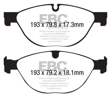 EBC 13+ Jaguar F-Type (Cast Iron Only) 3.0 Supercharged (380) Perf Pkg Redstuff Front Brake Pads EBC Brake Pads - Performance  AXOPROS