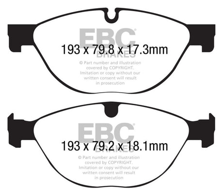 EBC 13+ Jaguar F-Type (Cast Iron Only) 3.0 Supercharged (380) Perf Pkg Yellowstuff Front Brake Pads EBC Brake Pads - Performance  AXOPROS