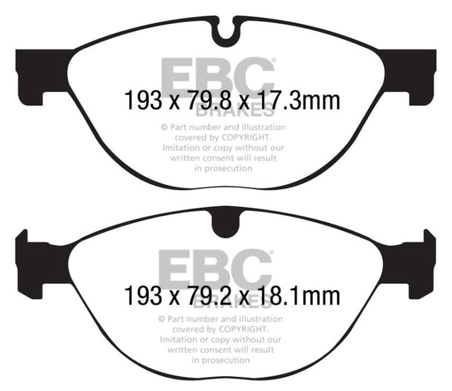 EBC 13+ Jaguar F-Type (Cast Iron Only) 3.0 Supercharged (380) Perf Pkg Yellowstuff Front Brake Pads EBC Brake Pads - Performance  AXOPROS