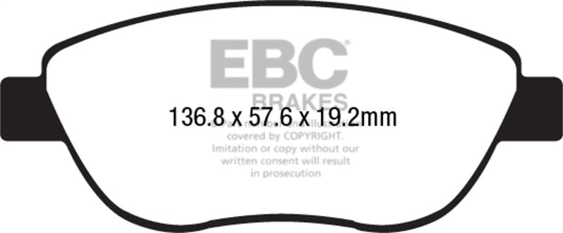 EBC 14-17 Fiat 500 Redstuff Ceramic Low Dust Front Brake Pads EBC Brake Pads - Performance  AXOPROS