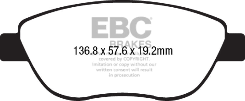 EBC 14-17 Fiat 500 Redstuff Ceramic Low Dust Front Brake Pads EBC Brake Pads - Performance  AXOPROS