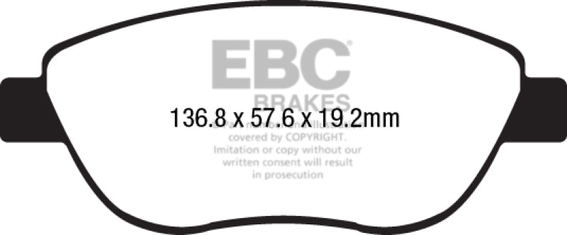 EBC 14-17 Fiat 500 Redstuff Ceramic Low Dust Front Brake Pads EBC Brake Pads - Performance  AXOPROS