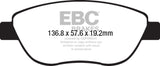 EBC 14-17 Fiat 500 Redstuff Ceramic Low Dust Front Brake Pads EBC Brake Pads - Performance  AXOPROS