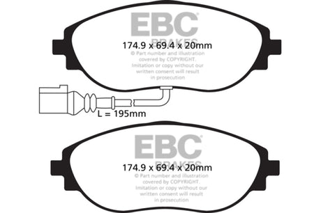 EBC 14-20 Audi S3 2.0 Turbo Redstuff Front Brake Pads EBC Brake Pads - Performance  AXOPROS
