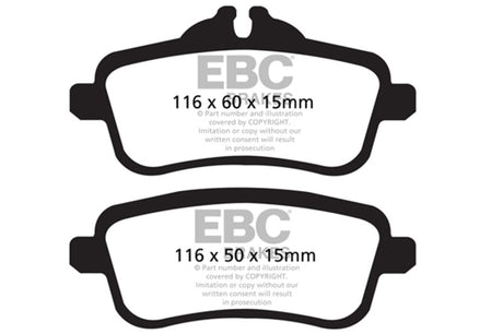 EBC 14+ Mercedes-Benz CLA45 AMG 2.0 Turbo Yellowstuff Rear Brake Pads EBC Brake Pads - Performance  AXOPROS