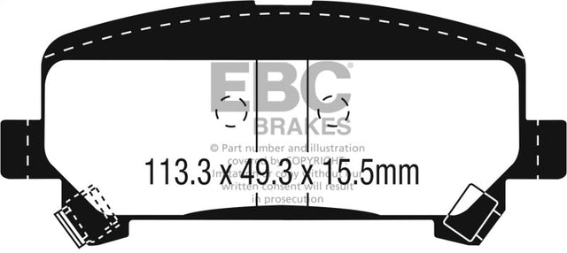 EBC 15+ Chevrolet Colorado 2.5 Yellowstuff Rear Brake Pads EBC Brake Pads - Performance  AXOPROS