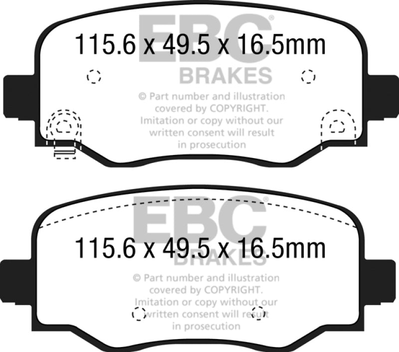 EBC 15+ Fiat 500X 1.4 Turbo Yellowstuff Rear Brake Pads EBC Brake Pads - Performance  AXOPROS
