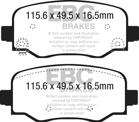 EBC 15+ Fiat 500X 1.4 Turbo Yellowstuff Rear Brake Pads EBC Brake Pads - Performance  AXOPROS