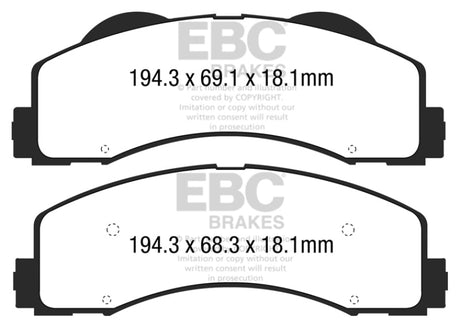 EBC 15+ Ford F150 2.7 Twin Turbo (2WD) Extra Duty Front Brake Pads EBC Brake Pads - Performance  AXOPROS