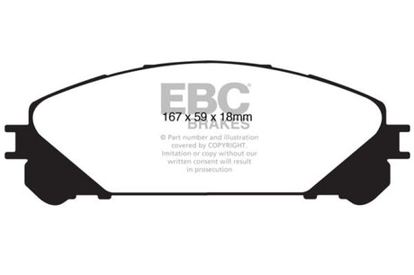 EBC 15+ Lexus NX200t 2.0 Turbo Redstuff Front Brake Pads EBC Brake Pads - Performance  AXOPROS