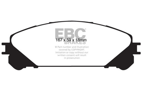 EBC 15+ Lexus NX200t 2.0 Turbo Redstuff Front Brake Pads EBC Brake Pads - Performance  AXOPROS