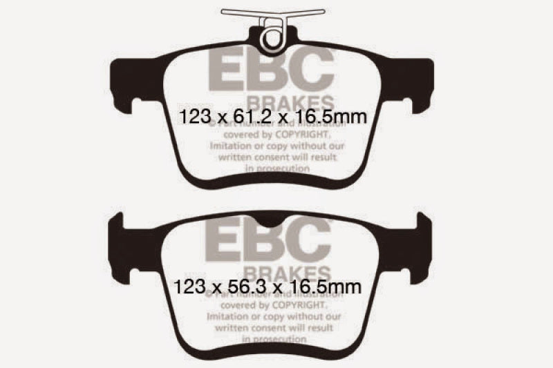 EBC 2014+ Audi A3 1.8 Turbo (w/Electronic Parking Brake) Redstuff Rear Brake Pads EBC Brake Pads - Performance  AXOPROS