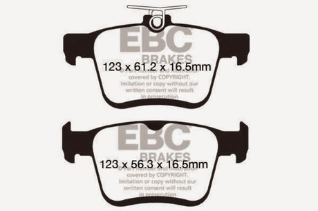 EBC 2014+ Audi A3 1.8 Turbo (w/Electronic Parking Brake) Redstuff Rear Brake Pads EBC Brake Pads - Performance  AXOPROS