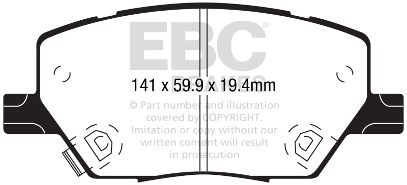 EBC 2015+ Fiat 500X 1.4L Turbo Greenstuff Front Brake Pads EBC Brake Pads - Performance  AXOPROS