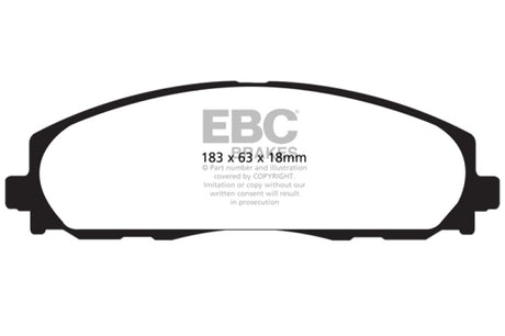 EBC 2016+ Chrysler Pacifica (Ru) 3.6L Extra Duty Front Brake Pads EBC Brake Pads - Performance  AXOPROS