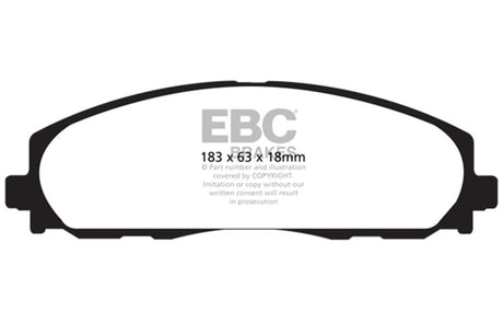 EBC 2016+ Chrysler Pacifica (Ru) 3.6L Extra Duty Front Brake Pads EBC Brake Pads - Performance  AXOPROS