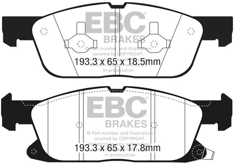 EBC 2016+ Lincoln Continental (10th Gen) 2.7L Twin Turbo Yellowstuff Front Brake Pads EBC Brake Pads - Performance  AXOPROS