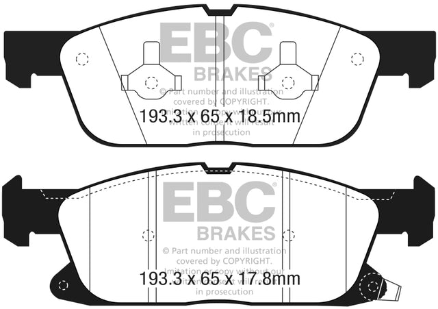 EBC 2016+ Lincoln Continental (10th Gen) 2.7L Twin Turbo Yellowstuff Front Brake Pads EBC Brake Pads - Performance  AXOPROS