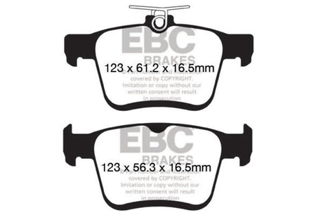 EBC 2017+ Volkswagen Atlas 2.0L Turbo Greenstuff Rear Brake Pads EBC Brake Pads - Performance  AXOPROS