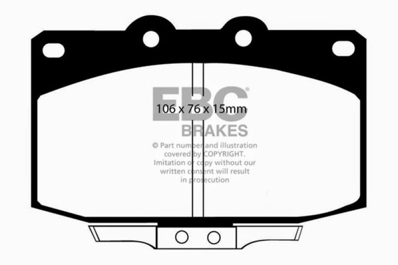 EBC 86-89 Mazda RX7 2.4 (1.3 Rotary)(Vented Rear Rotors) Yellowstuff Front Brake Pads EBC Brake Pads - Performance  AXOPROS