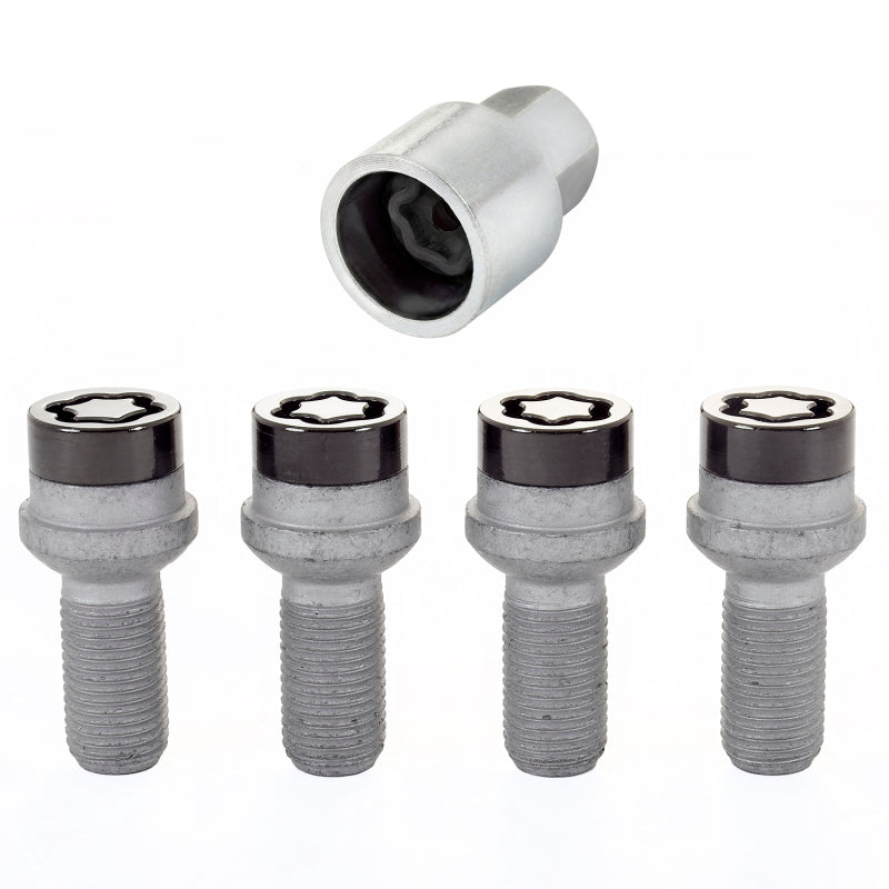 McGard Wheel Lock Bolt Set - 4pk. (Radius Seat) M14X1.5 / 17mm Hex / 26.7mm Shank Length - Black McGard Wheel Bolts  AXOPROS