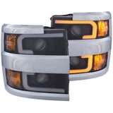 ANZO Projector Headlights 15-17 Chevrolet Silverado 2500HD / 3500HD Black w/ Chrome Rim ANZO Headlights  AXOPROS