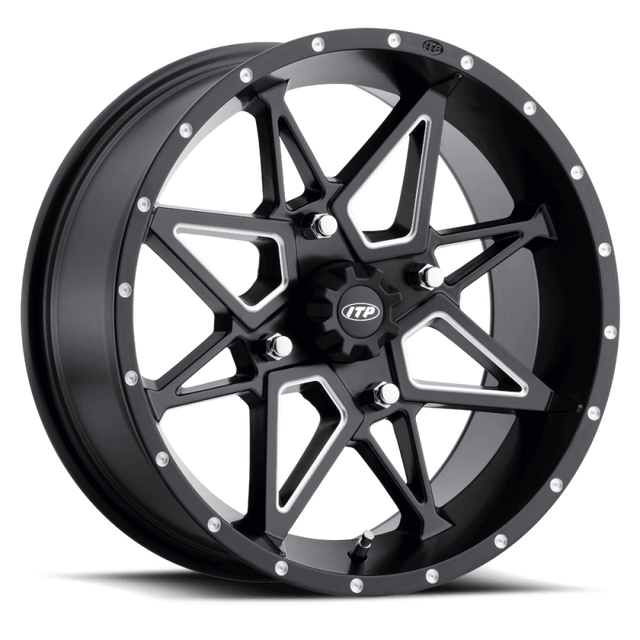 ITP Tornado 14X7 / 4x110 BP / 5+2 Offset Matte Black w/ Milled Accents Wheel ITP Wheels - Cast  AXOPROS
