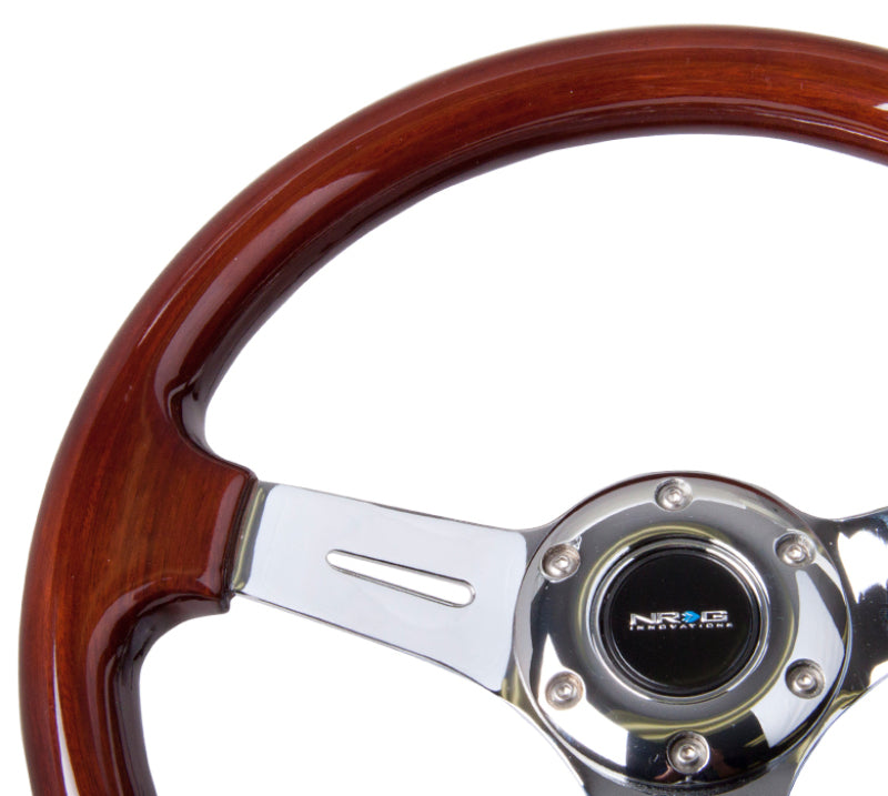 NRG NRG Classic Wood Grain Steering Wheel (330mm) Wood Grain w/Chrome 3-Spoke Center Steering Wheels aftermarket performance part