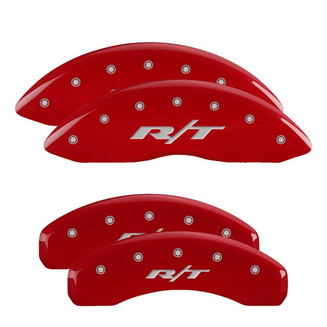 MGP 4 Caliper Covers Engraved Front & Rear 11-18 Dodge Durango Red Finish Silver RT1-Truck Logo MGP Caliper Covers  AXOPROS