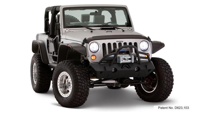 Bushwacker 07-18 Jeep Wrangler Flat Style Flares 4pc Fits 2-Door Sport Utility Only - Black Bushwacker Fender Flares  AXOPROS