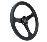 NRG Sport Steering Wheel (350mm / 1.5in Deep) Black Leather Black Stitch w/Matte Black Solid Spokes NRG Steering Wheels  AXOPROS