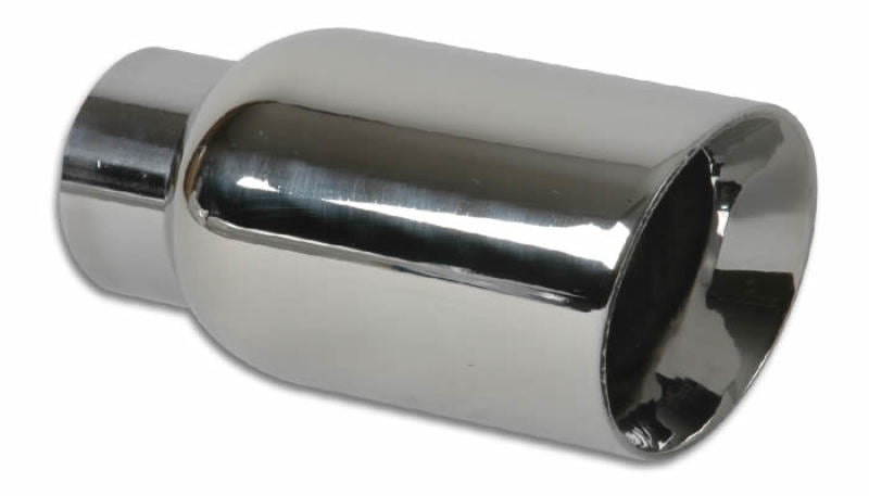 Vibrant 2.5in ID Single 4in OD Round SS Exhaust Tip (Double Wall Angle Cut) Vibrant Tips  AXOPROS